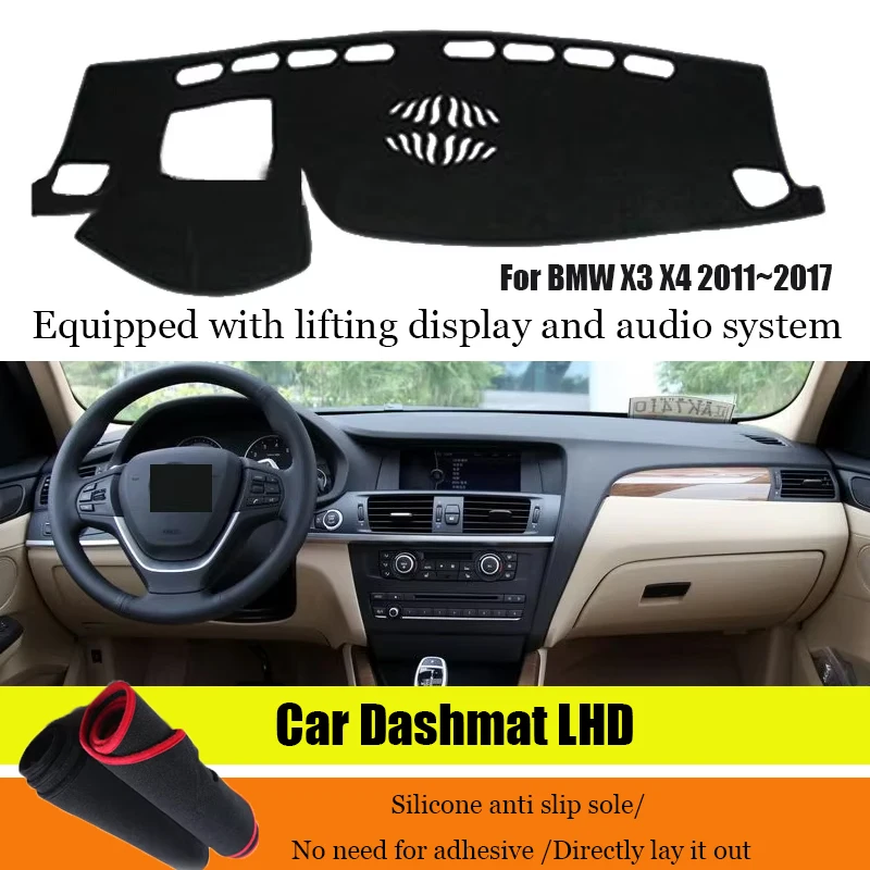 

Чехол на приборную панель автомобиля, коврик для BMW X3 X4 2011 ~ 2017, Ненавигационный Нескользящий солнцезащитный козырек DashMat LHD, автомобильный Стайлинг, замша, кожа