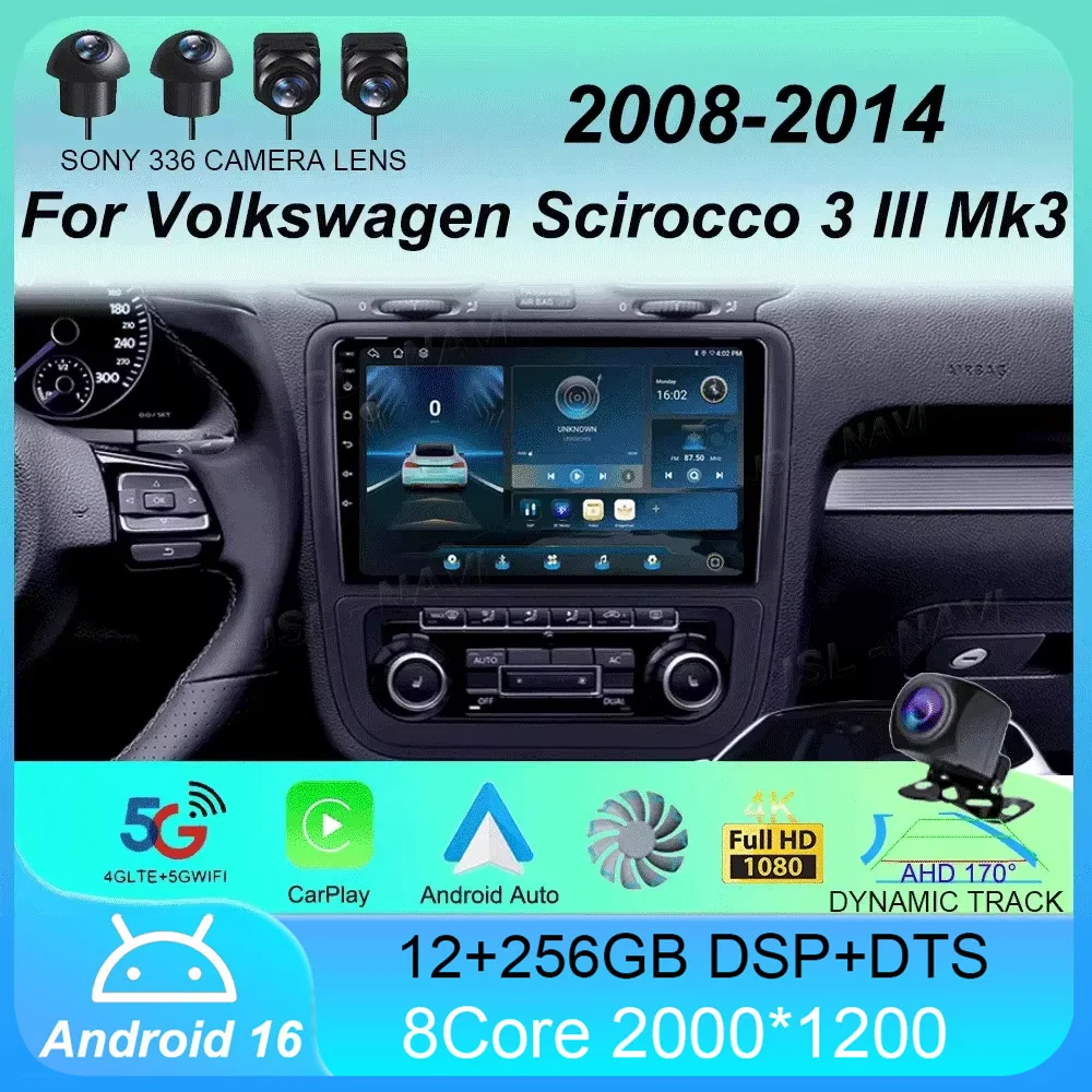 

Автомагнитола Android 16 для Volkswagen Scirocco 3 III Mk3 2008-2014, мультимедийный видеоплеер, навигация, GPS, без 2DIN