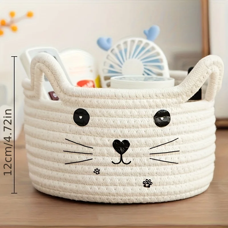 Cat Ears Japan Cotton Storage Basket Storage Basket Washable Desktop Finishing Storage Snack Storage Basket Home Storage