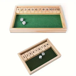 Wooden Shut The Box Numbers Dice Game Board With 2 Wooden Dices, Classic Tabletop Version Of The Popular English Pub Game