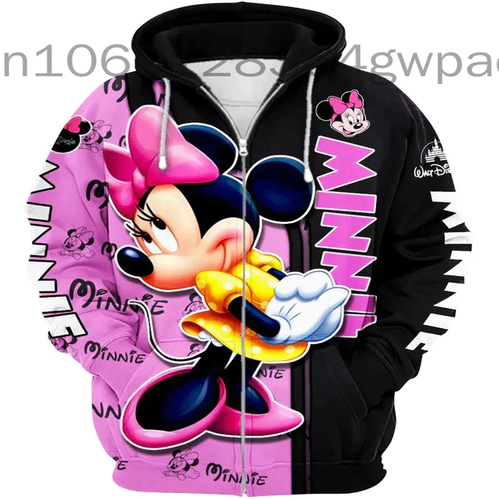 

2024 Disney Minnie Mouse Fashion Men's Women's 3D Print Hoodie Top Street Style Sweatshirt Casual Hoodie Harajuku Streetwear