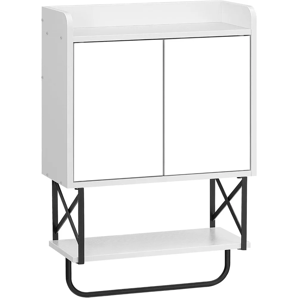 

Medicine Wall Cabinet with Mirror, Bathroom Storage Cabinet with Hidden Space Towel Bar, Double Mirrored Doors, Detachable Shelf