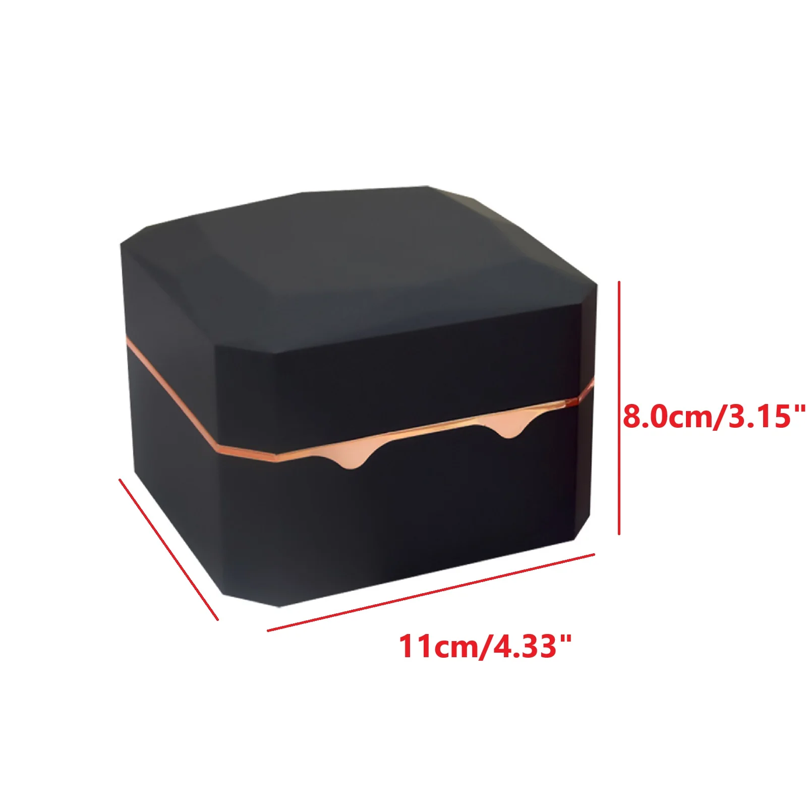 1pc LED Light Watch Display Box with Octagonal Gold Edge, Flannel Single Slot Showcase for Jewelry Gift
