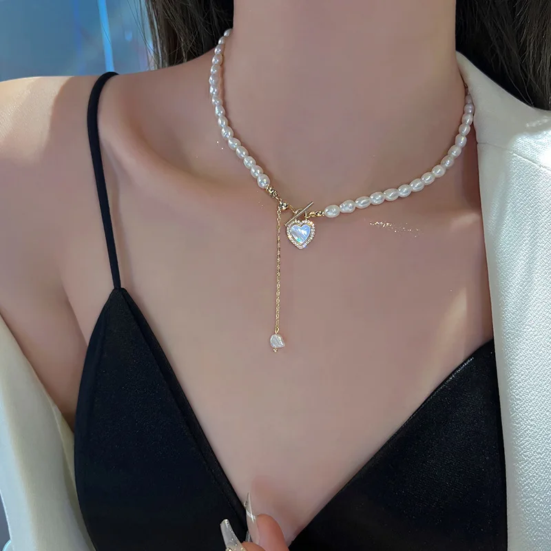 Süße Liebe Herz 100% natürliche barocke Süßwasserperle 14K Gold gefüllt weibliche Halskette Schmuck für Frauen Ketten Geschenke kein Verblassen