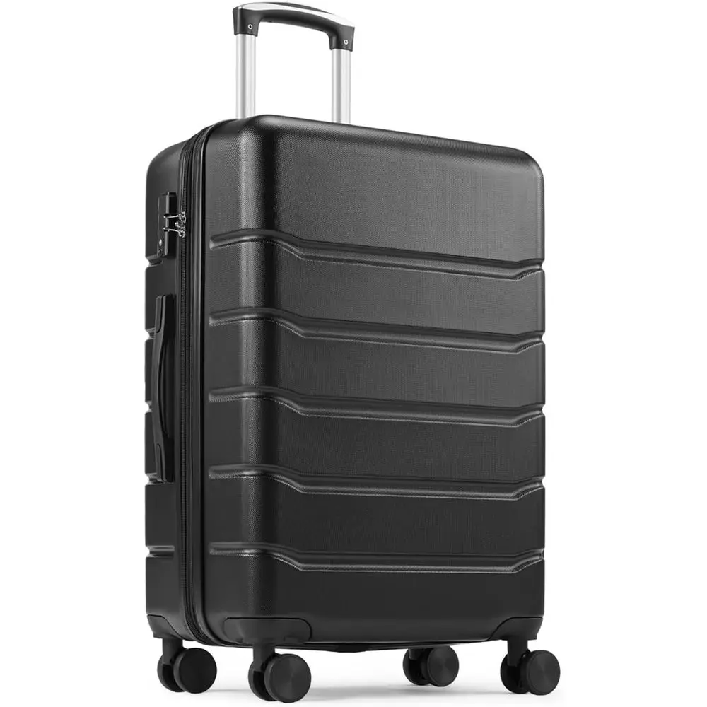 

28 Inch Expandable Hard Shell Suitcase with Spinner Wheels, TSA Lock, Black