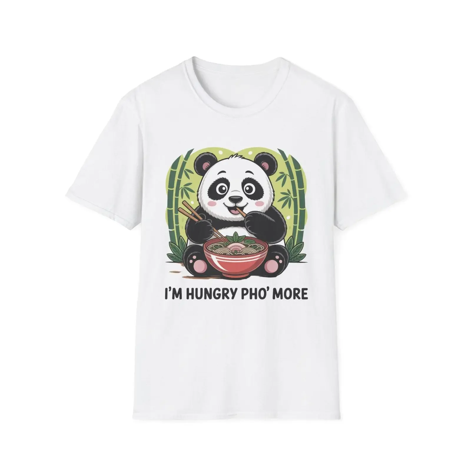 Funny Panda T Shirt I'm Hungry Pho'more for Food Lovers vintage Washed Top For Everyday Wear streetwear Casual graphic fashion