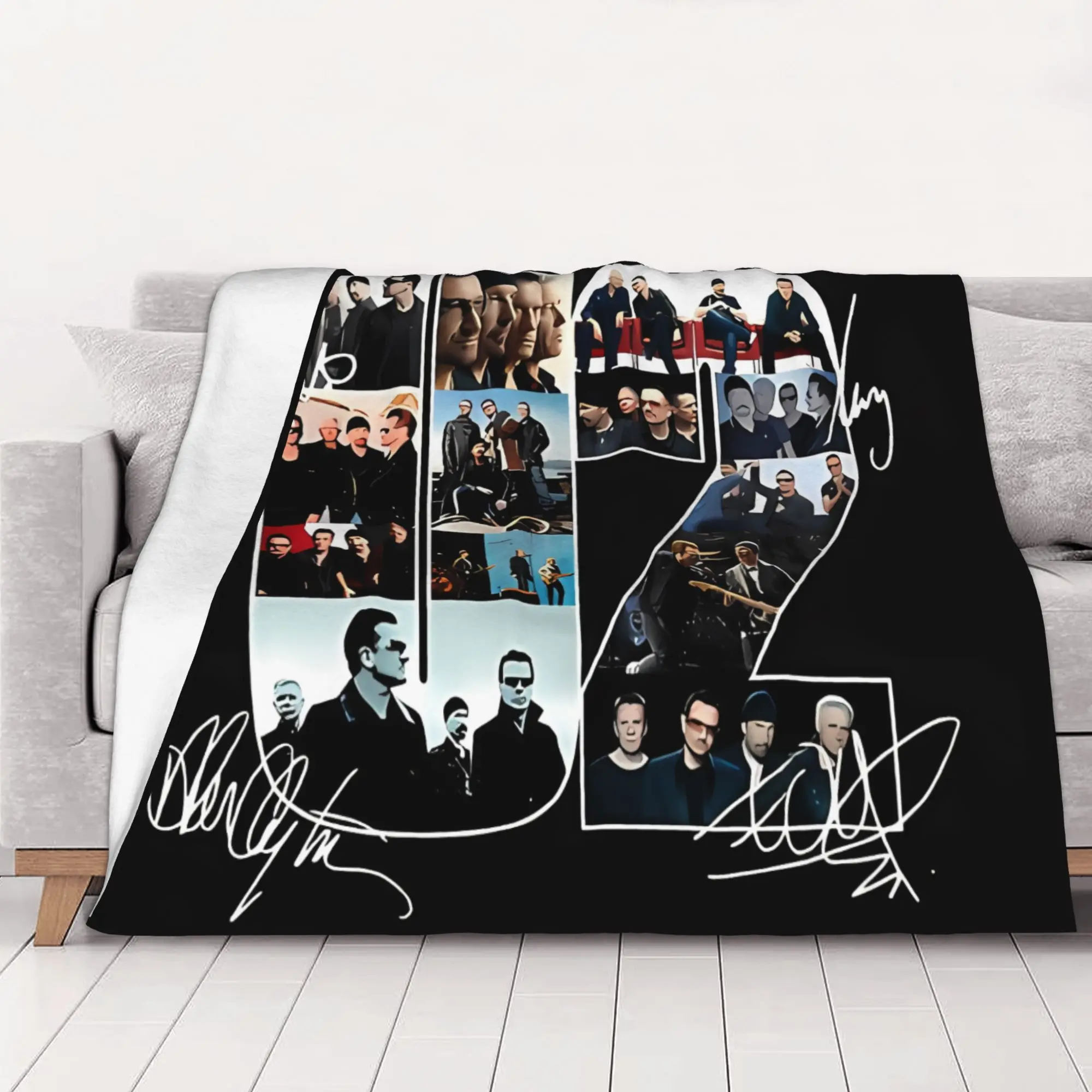 1PC home Cutecore U2 Rock Band Signatures The U2 Band Blanket Super Cosy Plush Home Living Room Sofa halloween