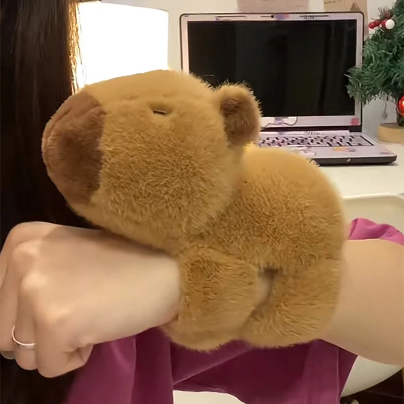 New Lovely Kawaii Capybara Animal Slap Snap Wrap Wristband Bracelet Capybara Plush Hand Ring Wristband Kid Toys Birthday Present