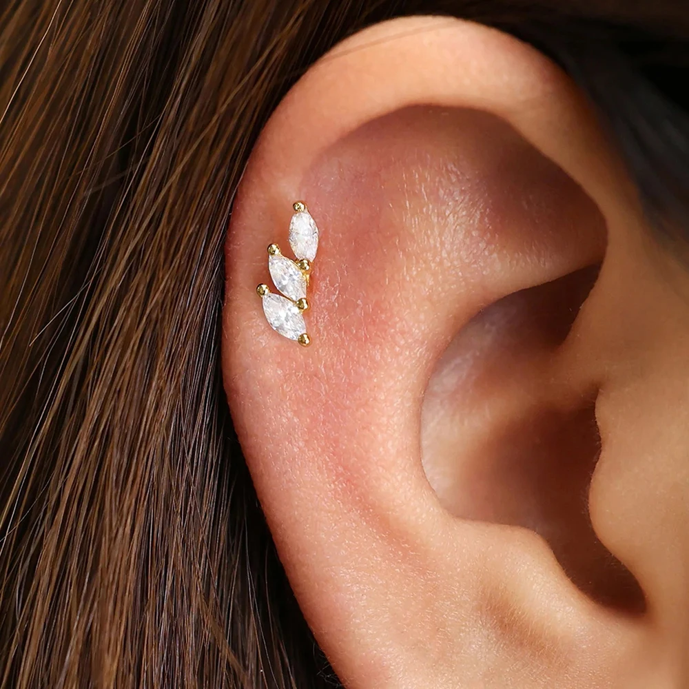 Exquisite Kristallblätter Ohrstecker für Frauen Edelstahl Pferdeaugen Zirkon Ohrring Braut Hochzeit Schmuck Zubehör