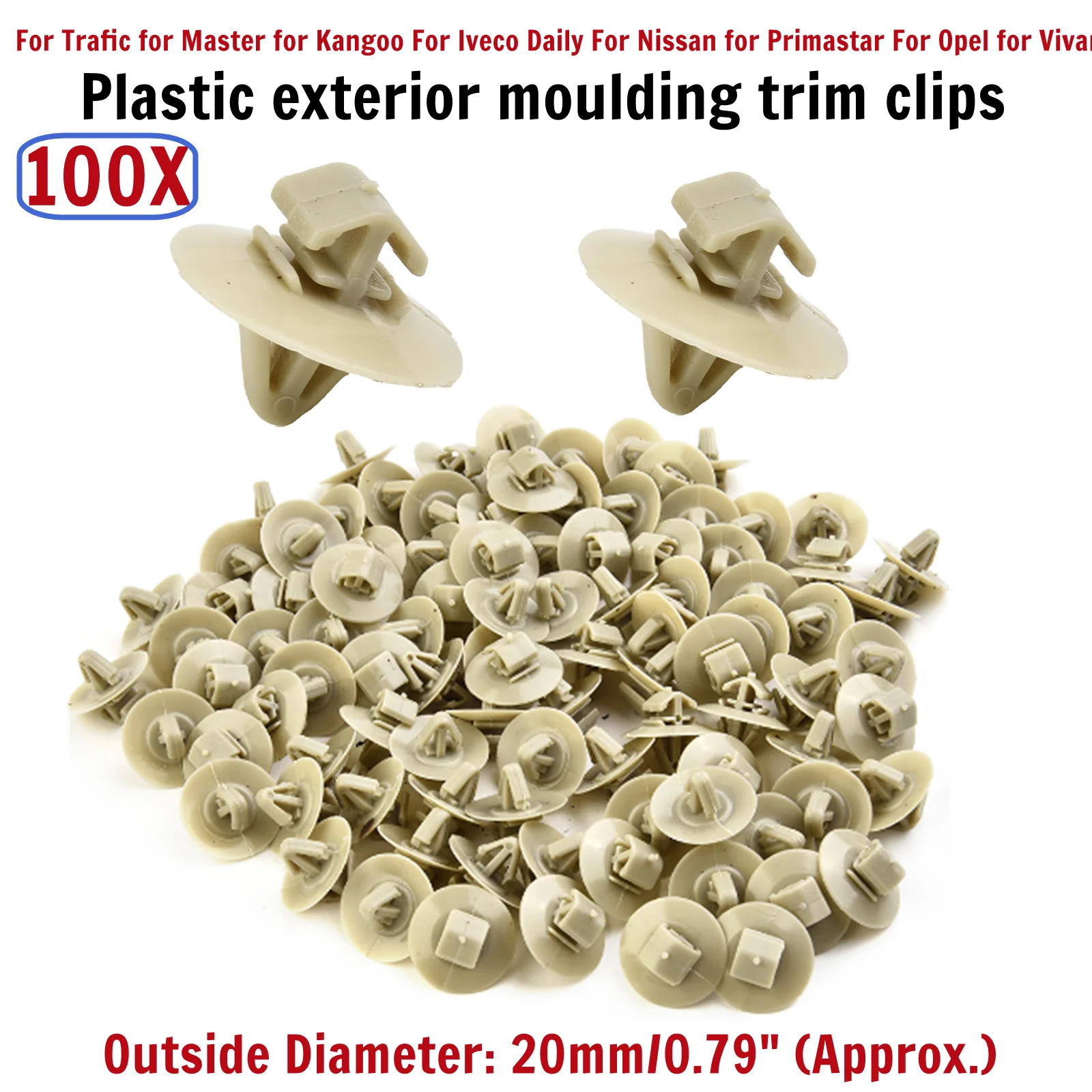 100Pcs Side Moulding Lower Protection Door Trim Clips For Trafic Master For Fixing The Exterior Door Mouldings And Bump