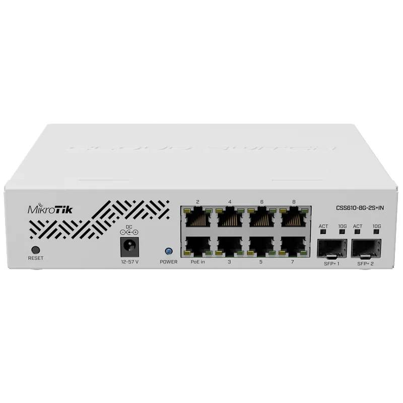 MikroTik CSS610-8G-2S+IN 8*1G Ethernet ports and 2*SFP+ ports for 10G fiber connectivity switch