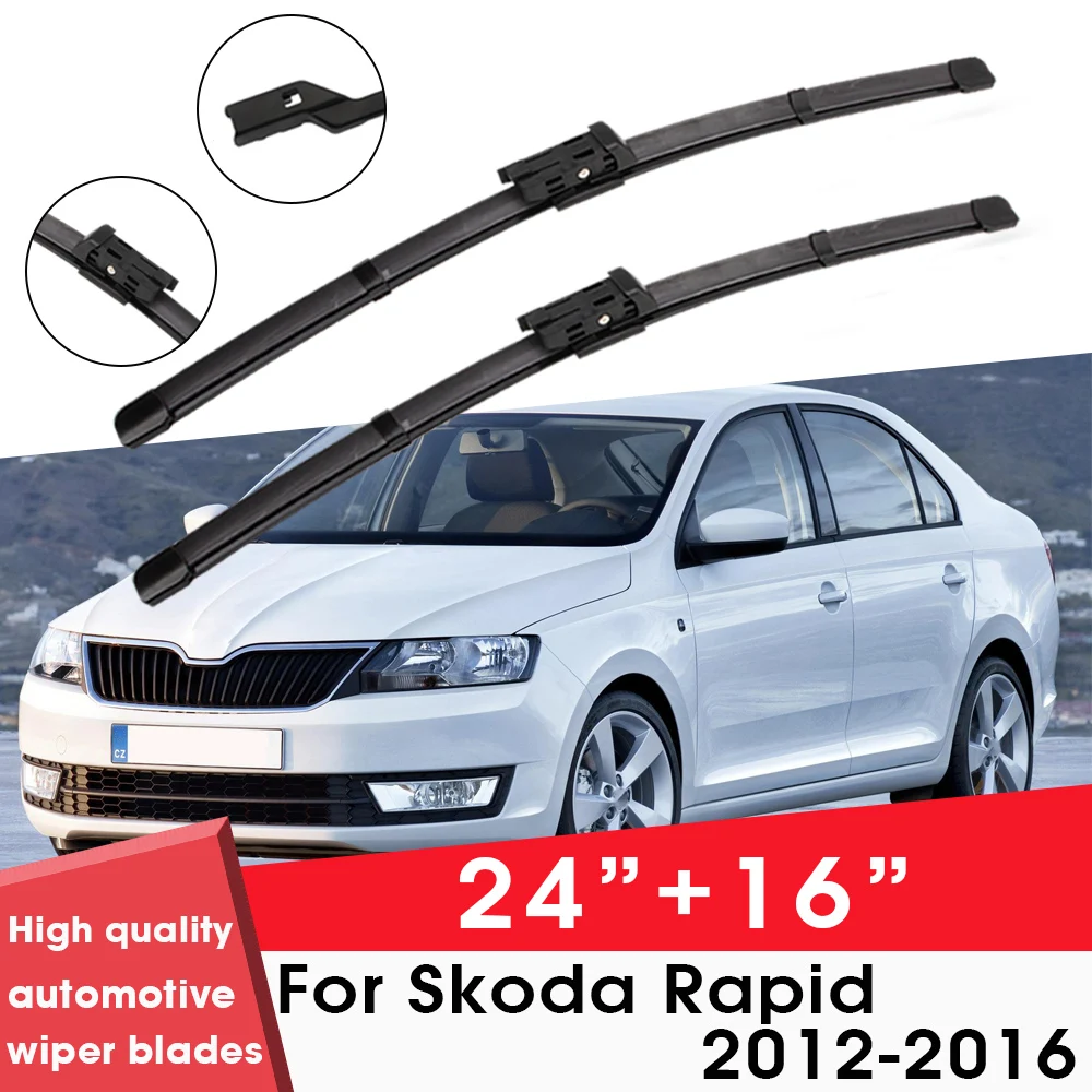 

Car Wiper Blade Blades For Skoda Rapid 2012-2016 24"+16" Windshield Windscreen Clean Rubber Silicon Cars Wipers Accessories