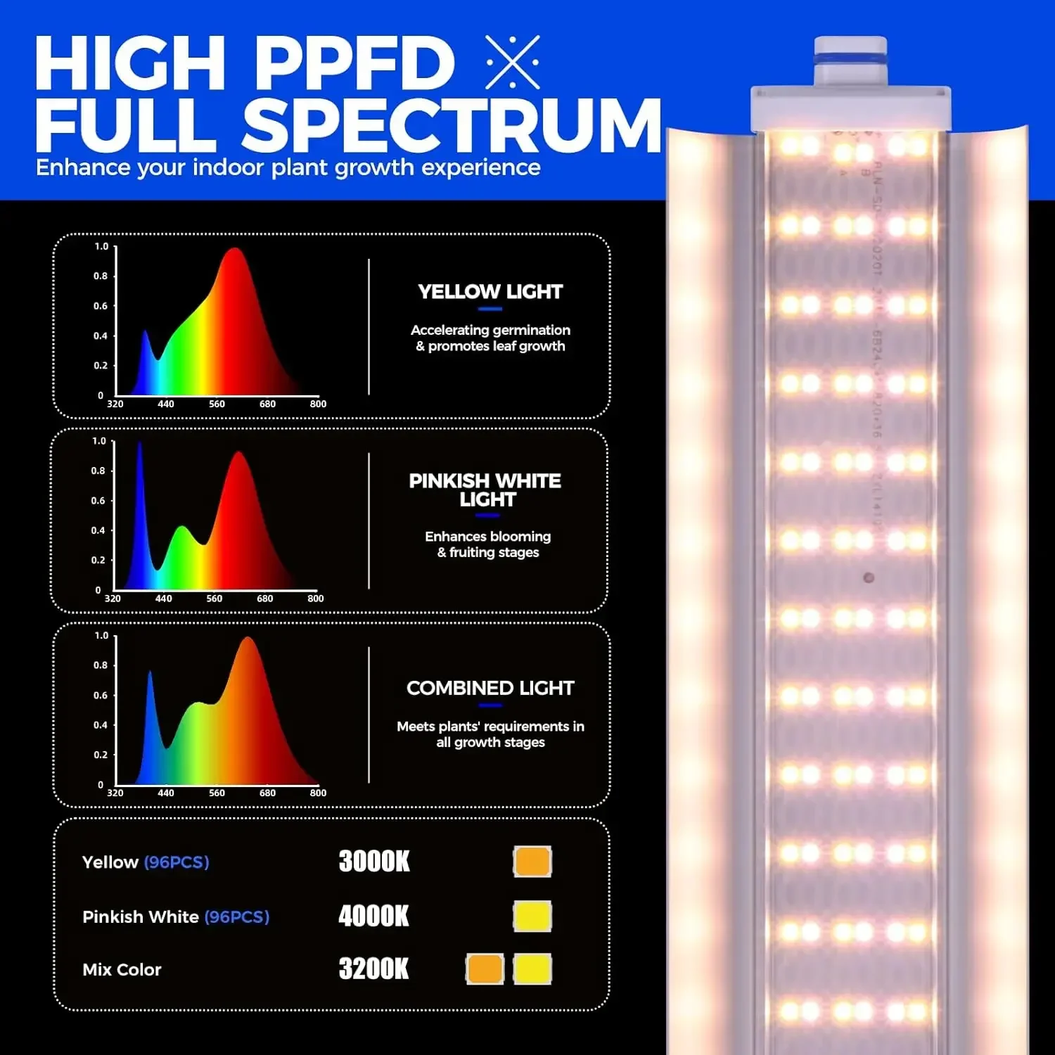 [XMSJ]Greenhouse with Grow Light for Indoor Plant & Seedlings, 6-Tier Plant Shelf with 5Pcs 2FT 30W and Full Spectrum Plant Ligh