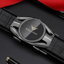 Men's business belt, fashionable cowhide automatic buckle belt, personalized casual pants belt
