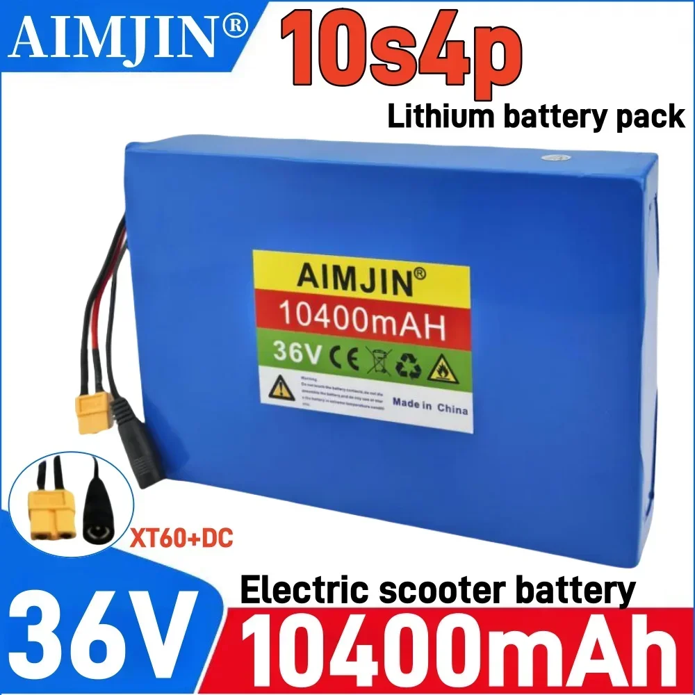 

100% New 36V Battery 10400mAh 18650 10S4P battery pack 36V 10.4Ah Scooter Battery with BMS+charger