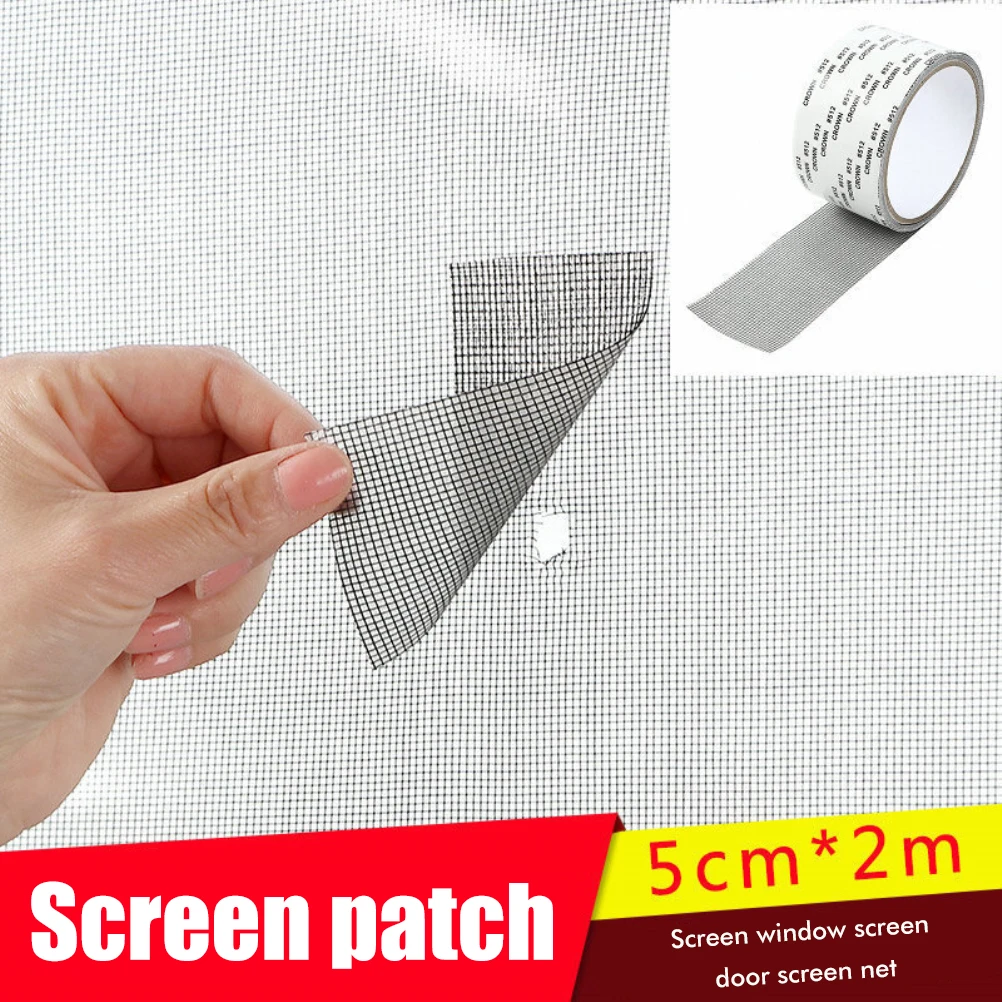 Window Screen Repair Kit Strong Adhesive Tape Fiberglass Covering Mesh for Window Screen and Screen Door