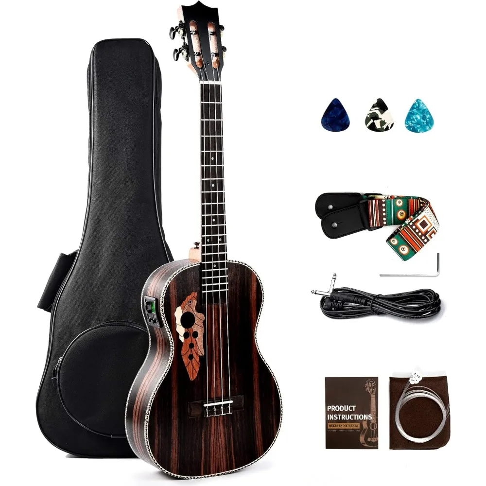 

Guitar, Caramel Ebony Alto Ukulele, 30 Inch Wooden LCD Color Display Electric Ukulele Kit, Beginner Guitar Starter Kit