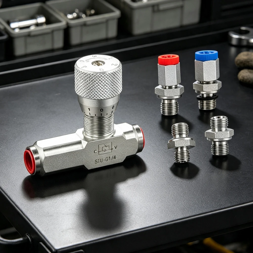 Hydraulic Control Valve STU G1/4 One Way Check Throttle Valve Precision Flow Regulation for Pneumatic and Hydraulic Use