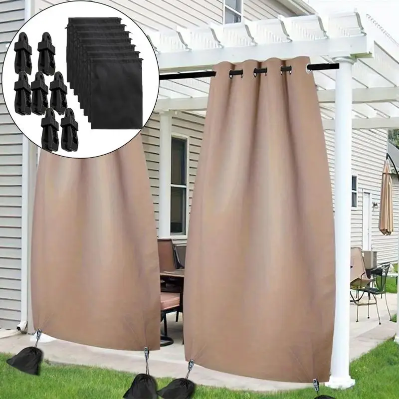 5/10/15Pcs Outdoor Curtains Weighted Bags Windproof Water Resist Exterior Curtains & Draperies Sun Blocking For Patio