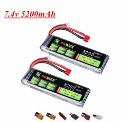 7.4V Lipo Battery 2s 5200mAh Battery For RC Quadcopter Airplane Drone Car Boat toy parts 2S 1P Lithium-Polymer Bateria