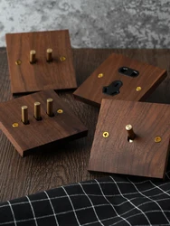 Model 86 Solid Wood Wall Light Switch Retro Brass Toggle Switch 13A English Wall 2gang2way Power Light Switch Socket Panel