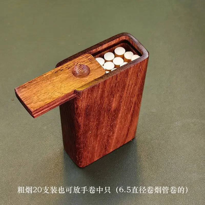 Handmade blood sandalwood solid wood cigarette box flip-top log natural environmentally friendly portable cigarette box