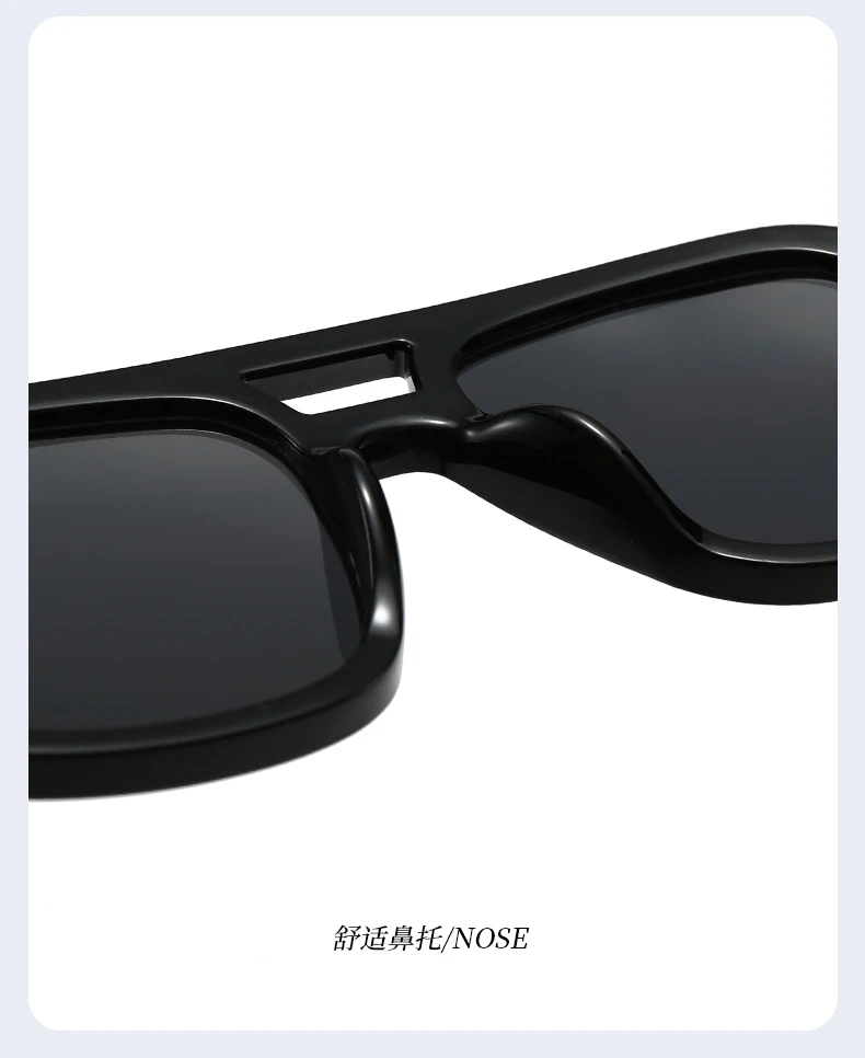 European and American Retro Double-Bridge Aviator Sunglasses, Yellow Driving Glasses, Large Frame, Slimming Trendy Sunglasses 3935