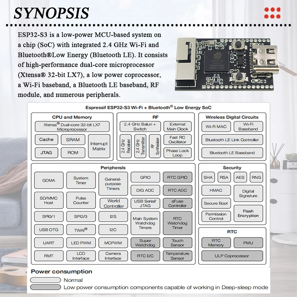 Immagine 6: Scheda di Sviluppo MINI ESP32-S3 per Arduino, Chip Originale ESP32-S3FN8, Modulo WiFi 2.4G e BT, 8MB Flash, 28 Pin, Type-C, ESP32 S3