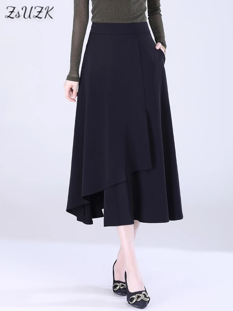 

ZUZK Spring Summer Irregular Skirt Women 2024 New Elastic High Waisted Slimming A-line Skirt Elegant Swing Umbrella Skirt