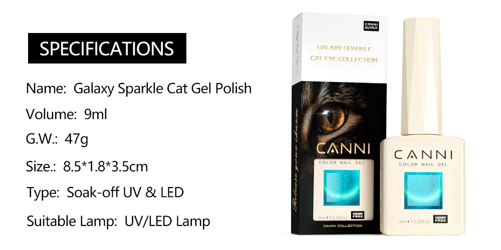 CANNI Nagelgel-Nagellack HEMA TPO FREE 9 ml EU-Standard Soak Off UV LED Diamond Sparkle Pailletten Wunderschöne Farbe Semi Permanent Gel – Detail 11