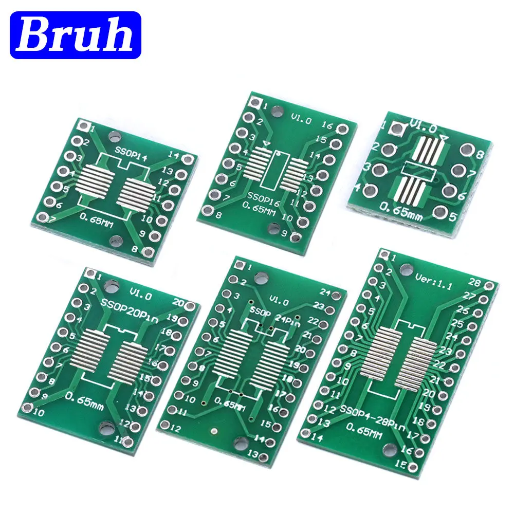 PCB kit SOP8 SSOP10 SOP14 SOP16 20 24 28 56 to DIP/SMD to DIP IC adapter socket SOIC TSSOP board adapter board 0.65mm 1.27mm