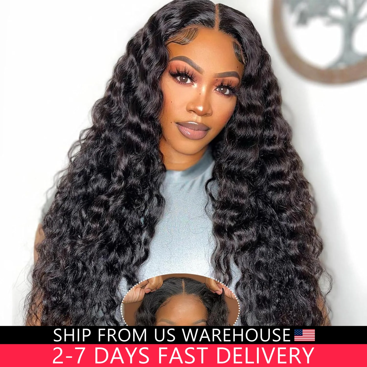 Wear And Go Glueless  5×5 6x4 HD Lace Closure Wig Deep Wave Frontal Wig Pre Plucked Hairline Pre Cut Curly Human Hair Wigs