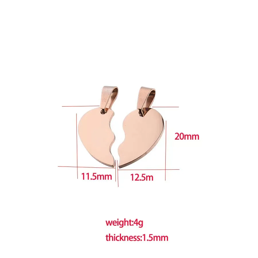 10Pairs/Lot Stainless Steel Broken Heart Charms Stitching Matching Two Halves Split Heart Charms For DIY Custom Necklace