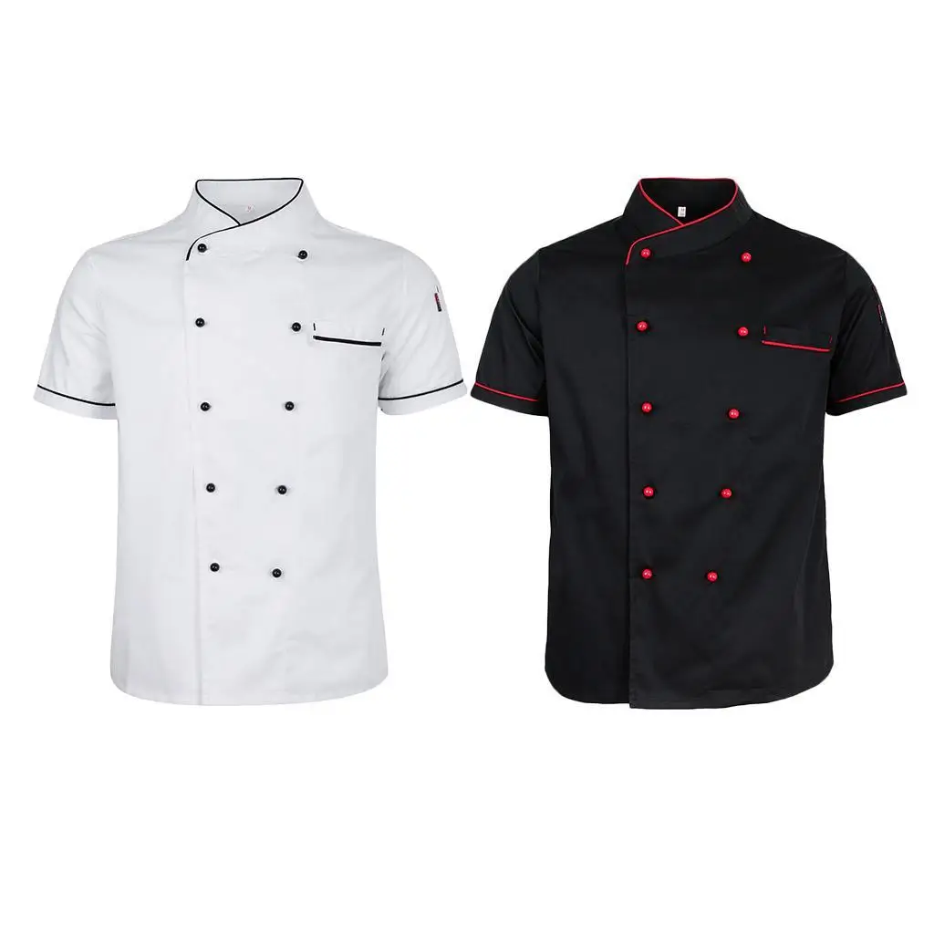 Chef Jacket Uniform Short Sleeve Hotel Kitchen Chefwear Cook Coat 2XL White
