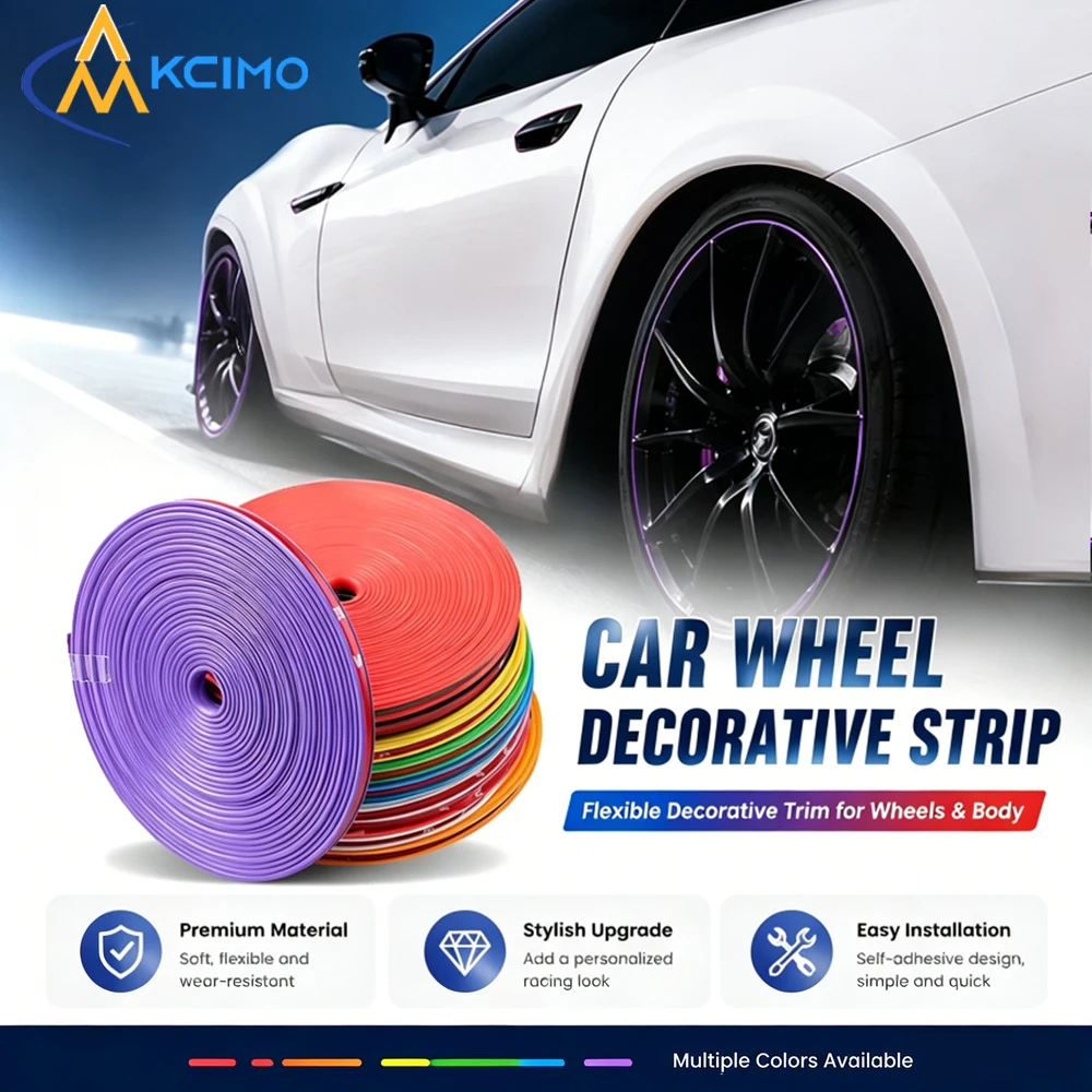 KCIMO Car Wheel Rim Edge Protector Strip Universal Anti-Scratch Wear-Resistant Decorative Sticker for Auto Wheel Modification