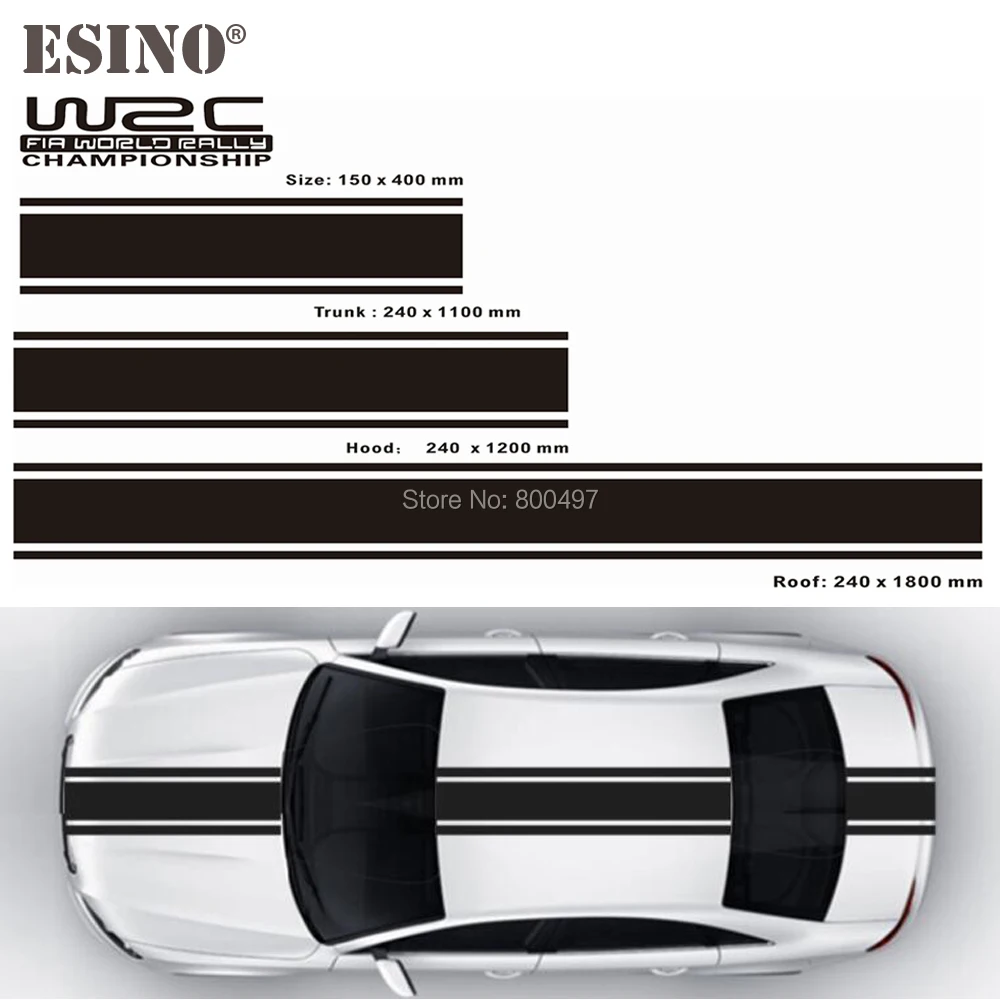 New WRC FIA World Rally Championship Stripe Set Car Hood Roof Trunk Vinyl Sticker Racing Rally Sports PVC Decal Car Accessories