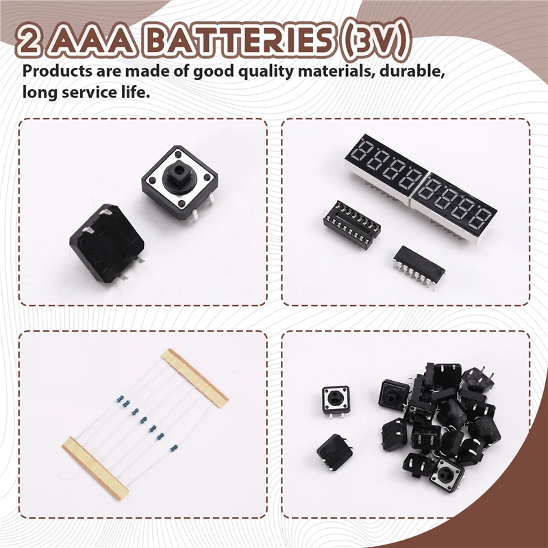 

Customizable DIY Calculator Crafting Kit - Includes LED Display And SMD With Battery For Solder Projects-A09I