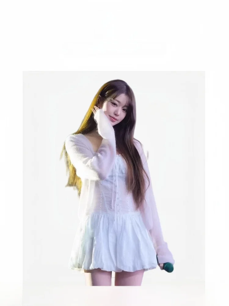 TheBarnnet Soft Woolen Open Cardigan And Halter Dress Women's Slimming Two-Piece Set Korean Style Loose Fit Long Sleeve Short...