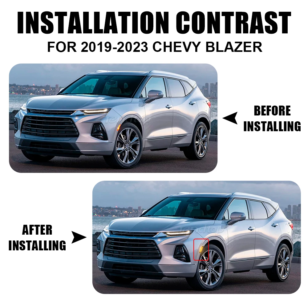 Smoked Amber LED Car Parking SignalsSide Marker Light For 2019-2024 Chevy Blazer 2017-2024 Cadillac XT5 2013 2014 Cadillac ATS view 6