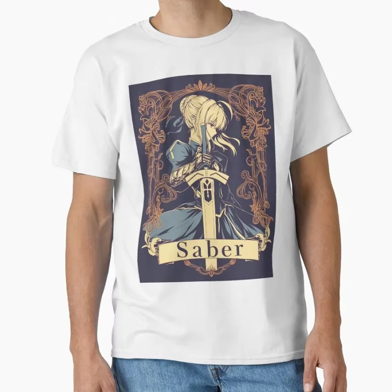 Fate/stay Night Shirt Vintage Washed Unisex Oversized Anime Streetwear Soft Cotton Short Sleeve Tee Gift Clothing Tops Hot Sale