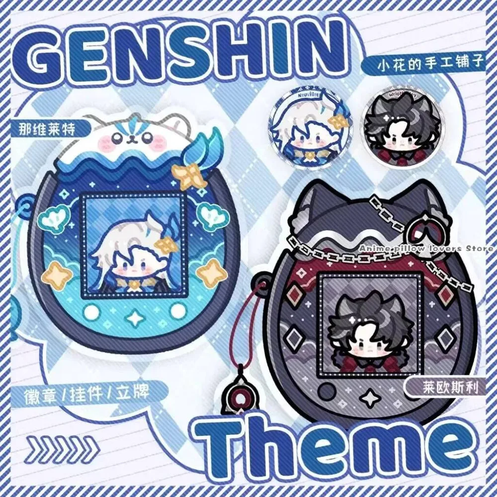 

Anime Genshin Impact Neuvillette Wriothesley Acrylic Stand Model Keychain Laser Badge Button Pins Cosplay Clothing Decor Gifts