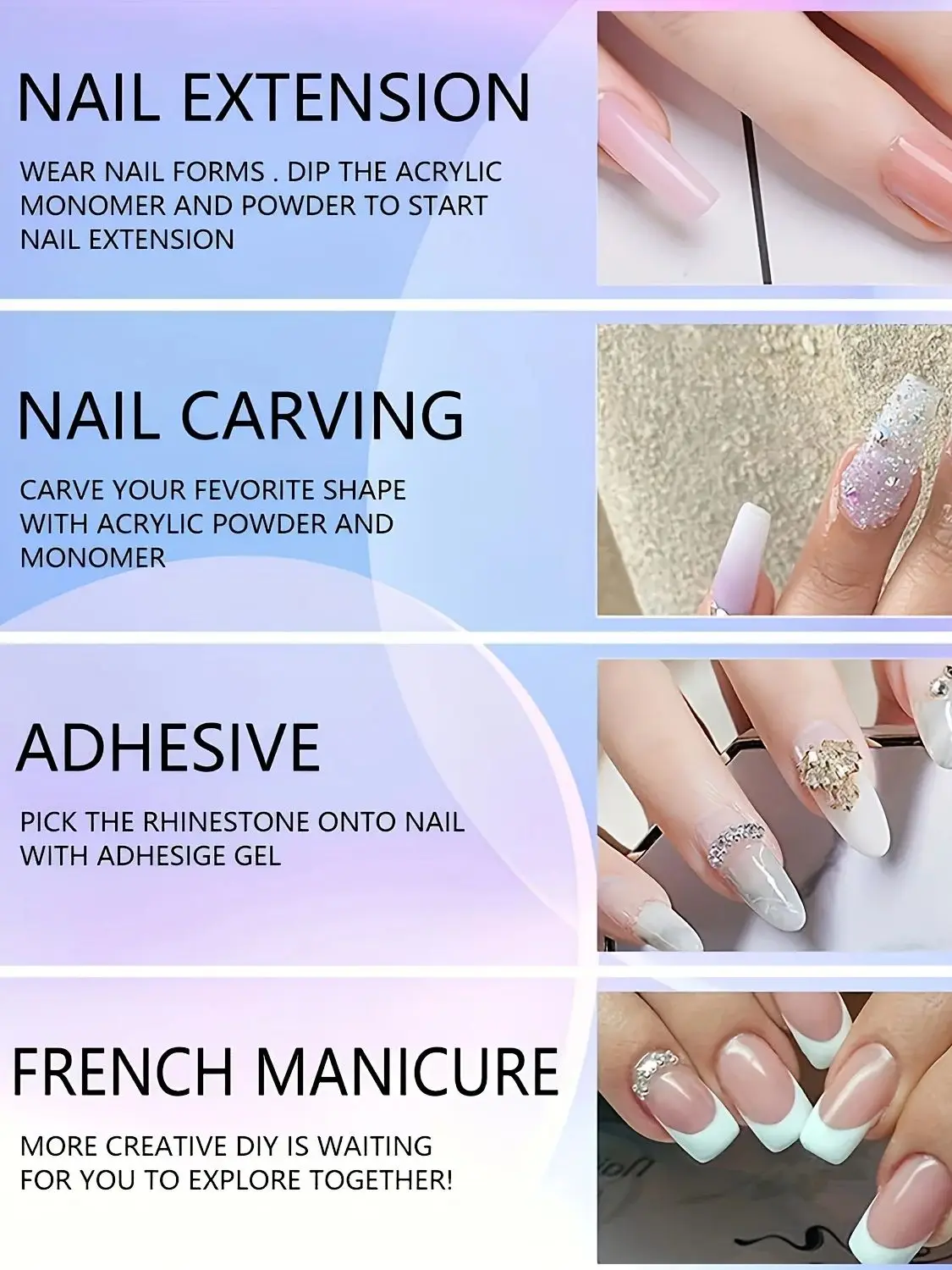 NOCIS Premium Acryl-Nagelset – Enthält klares, rosafarbenes Nude-Puder, nicht vergilbende Flüssigkeit, Pinselreiniger und professionelle Nagelkunstwerkzeuge