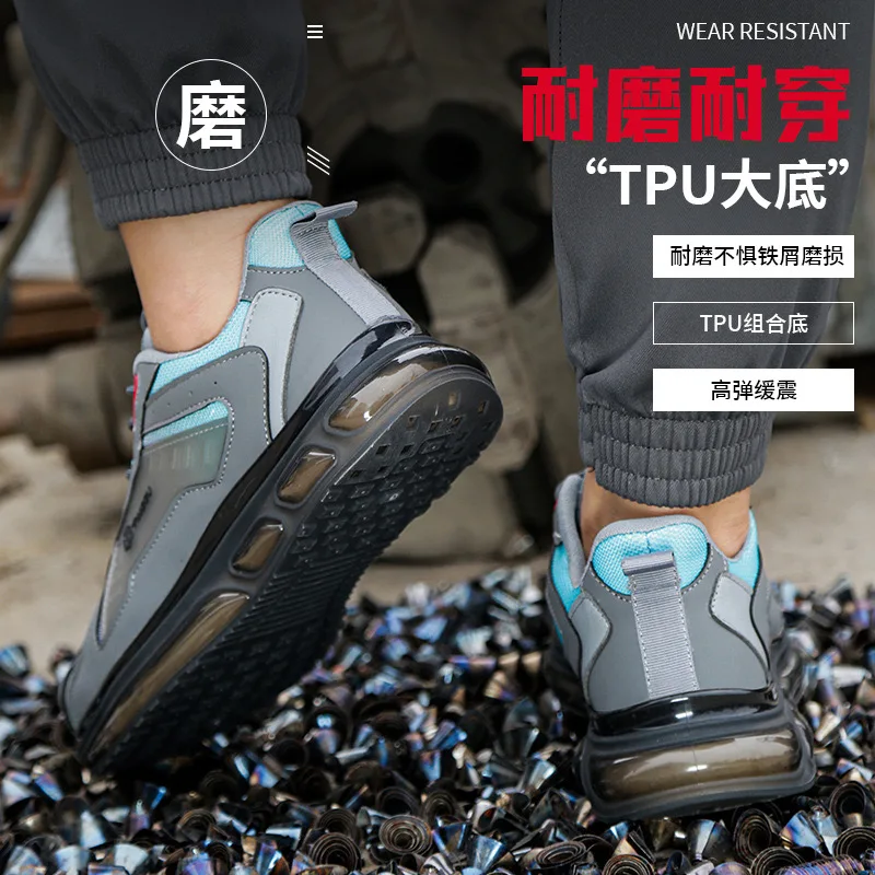 New male summer breathable mesh shoes lightweight wear-resistant anti-smash anti-puncture work shoes female safety shoes