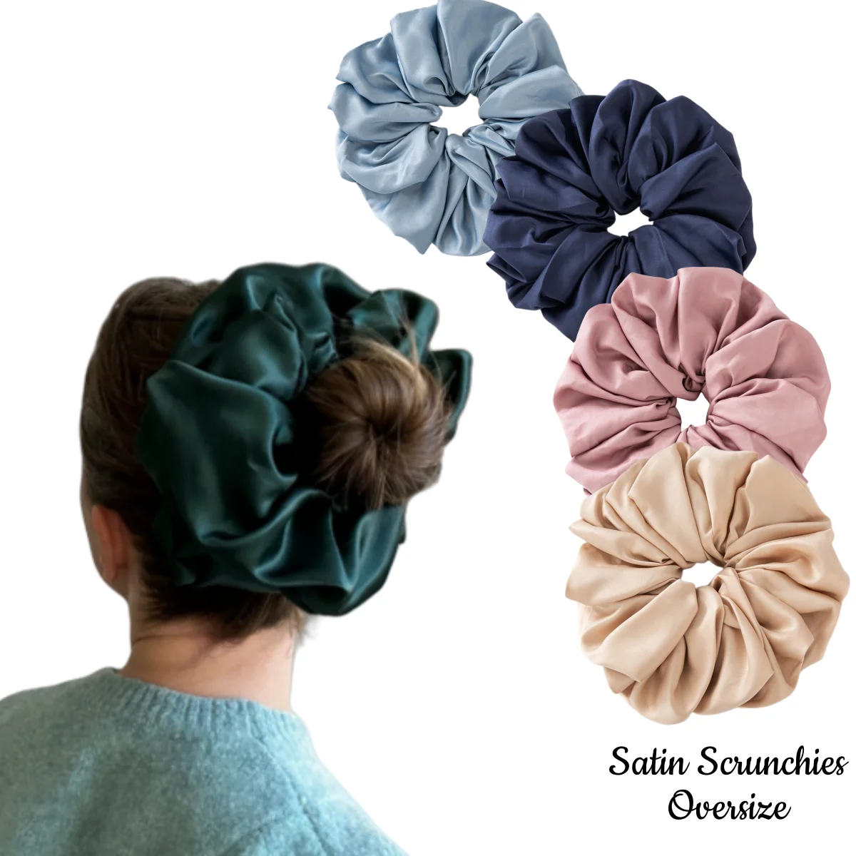 Large Satin Scrunchies Oversized Jumbo Scrunchy Sleeping Giant Muslim Elastic Volumizing Neat stitching Hair Tie Scrunchie
