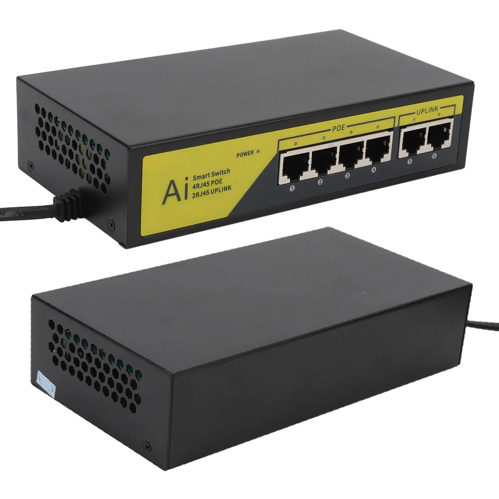 สวิตช์ PoE แบบยูนิเวอร์แซล 6 พอร์ต 4 พอร์ต PoE 10/100mbps 2 พอร์ต UP Link 10/100mbps กำลังไฟ 65W สำหรับกล้อง IP จุดเชื่อมต่อ WLAN โทรศัพท์ IP