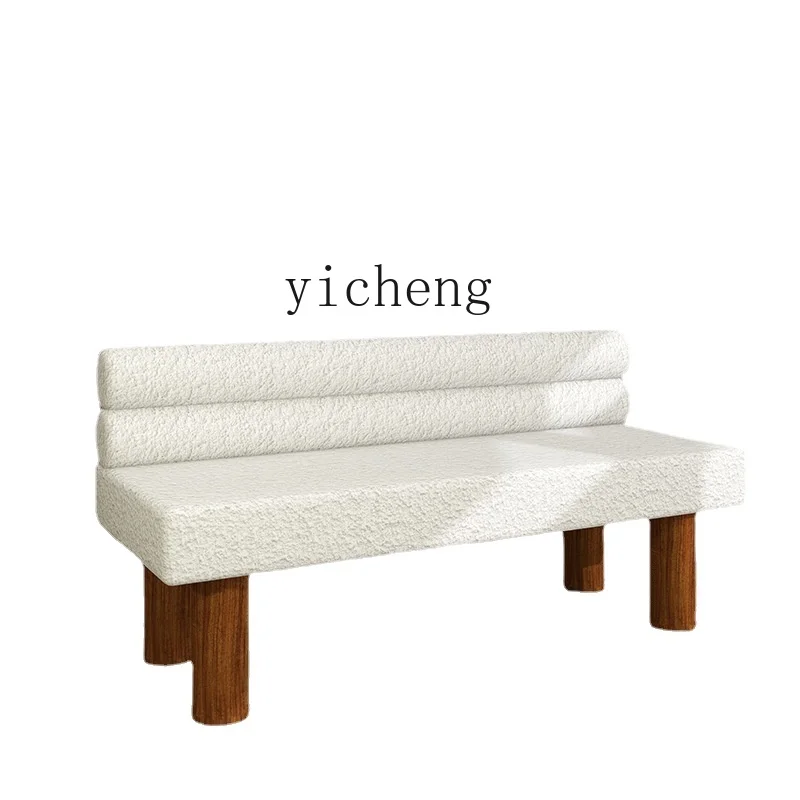 ZC Small Apartment Living Room Fabric Craft Double Non-Armrest Small Sofa Reception Restaurant Bench Lambswool Bench