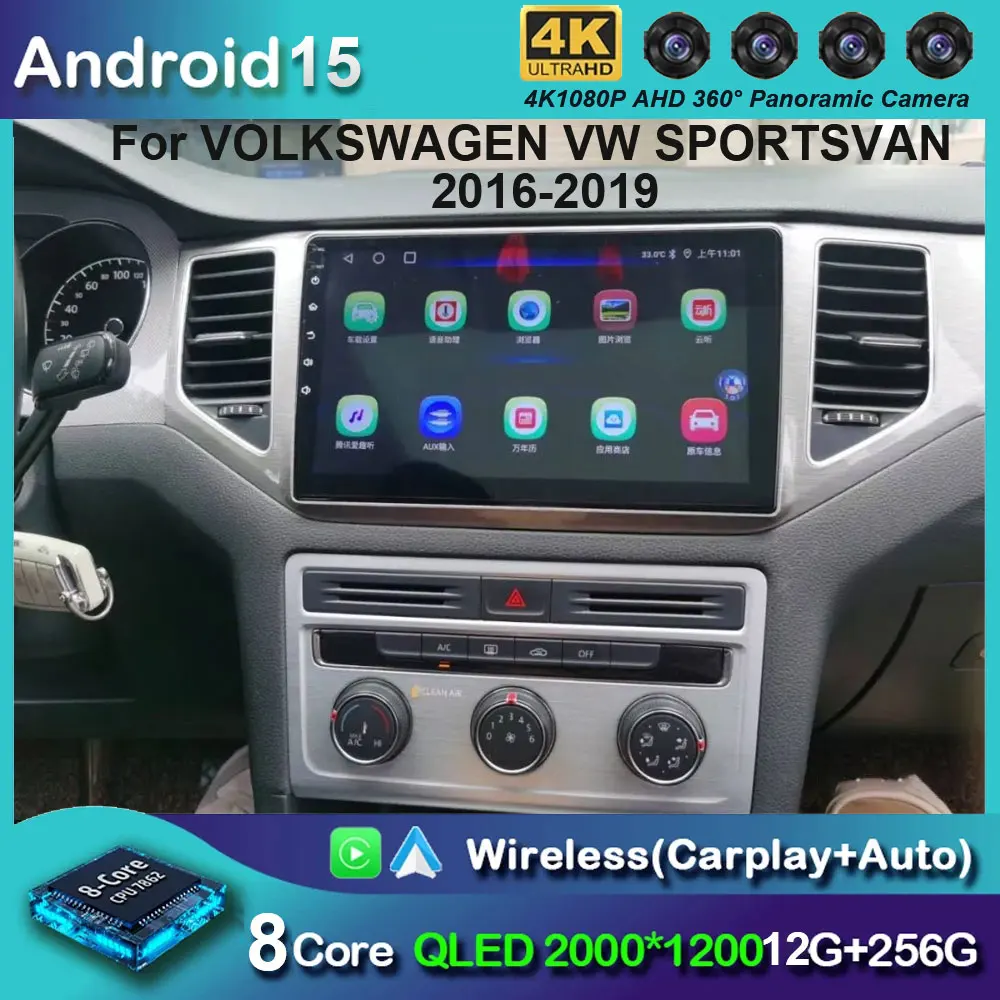 Auto Radio Carplay Für VOLKSWAGEN VW SPORTSVAN 2016-2019 Navigation GPS Android Auto Multimedia Player Stereo 4G Wifi keine 2din DVD