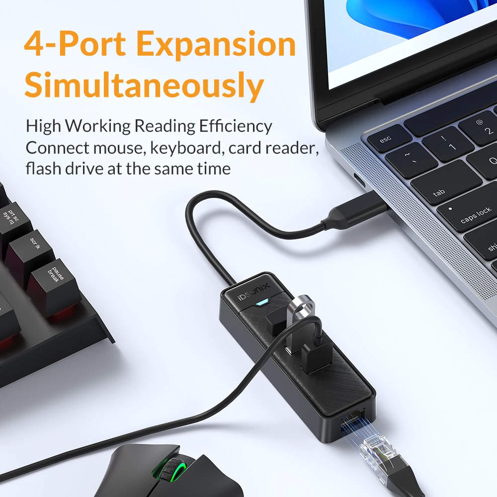 IDsonix 1000Mbps Ethernet USB 3,0 Hub Mit RJ45 USB Splitter Multi Port Daten Adapter Expander für Laptop Computer PC zubehör