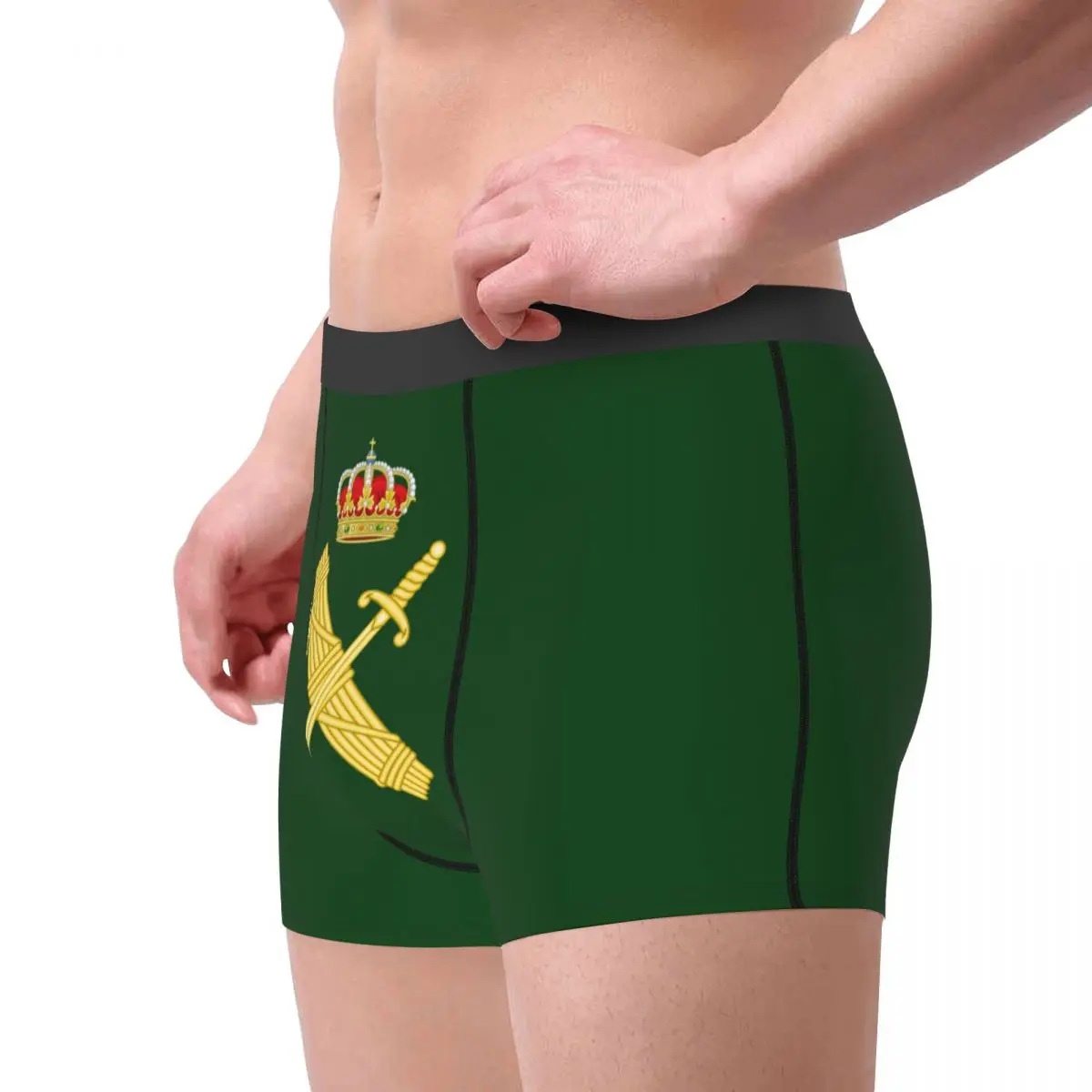 Printed Boxer Spanish Guard Civil Logo Shorts Panties Men Underwear Spain Mid Waist Underpants for Homme Plus Size