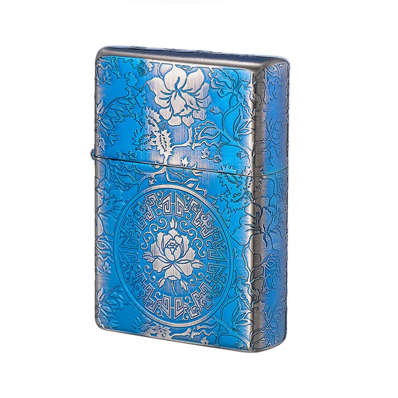 ZORRO Smoked Blue Shell Kerosine Lighter Brass Chinese Style Carving Windproof Grinding Wheel Cigarette Lighter Men's Gift